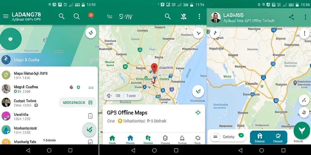 Tampilan antarmuka pengguna aplikasi GPS Offline Maps yang sederhana dan efektif.