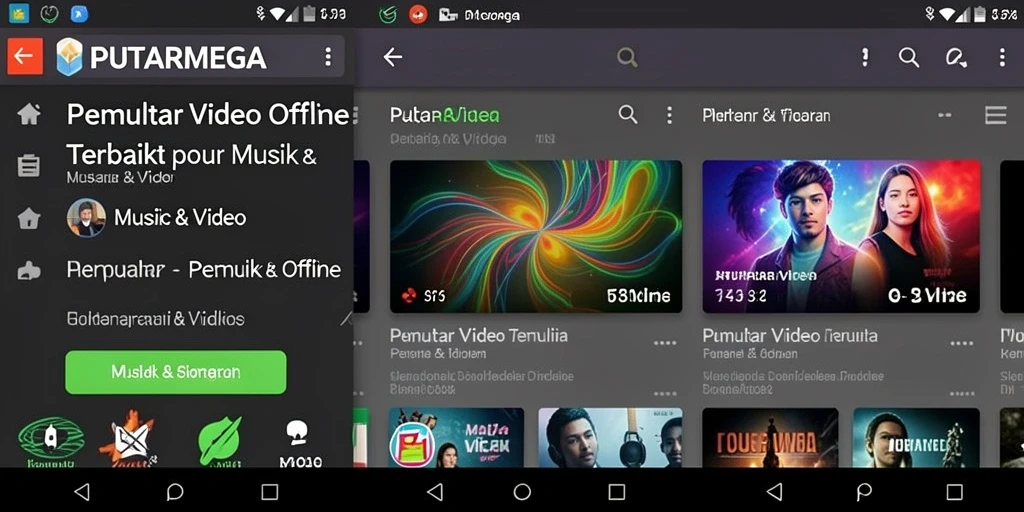 Antarmuka PUTARMEGA yang sederhana dan fungsional sebagai Pemutar Video Offline.