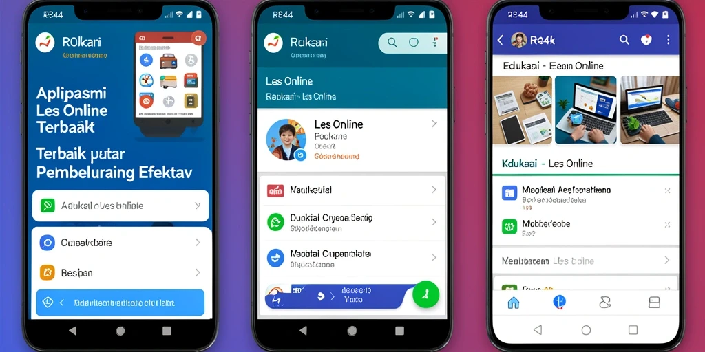 Antarmuka aplikasi RR44 yang interaktif dan menarik untuk belajar Les Online.