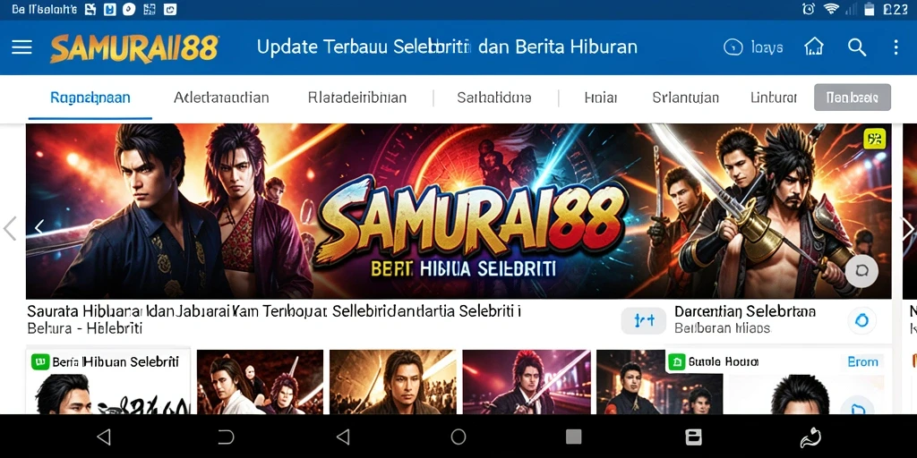 Antarmuka aplikasi SAMURAI88 yang informatif dan menarik untuk berita hiburan.